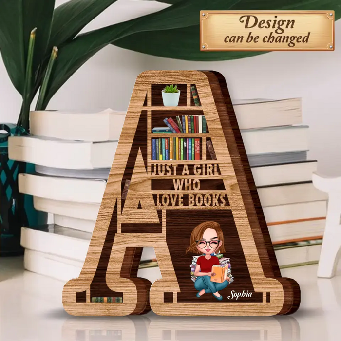 Personalized Book Girl 2 Layered Wooden Art - Gift for Book Lovers - Just A Girl Who Love Books