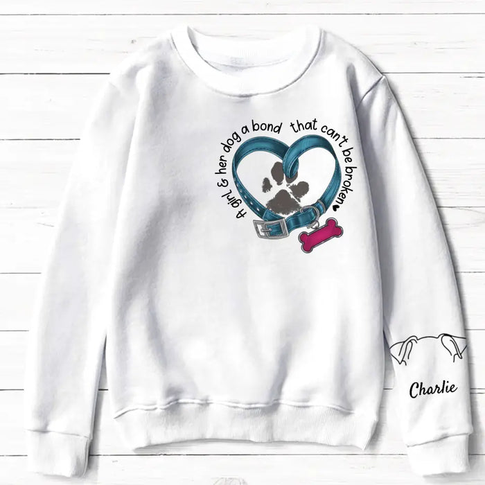 Personalized Dog Mom AOP Sweater - Up to 3 Dogs - Gift Idea for Mother's Day/Dog Lover - A Girl & Her Dog A Bond That Can't Be Broken