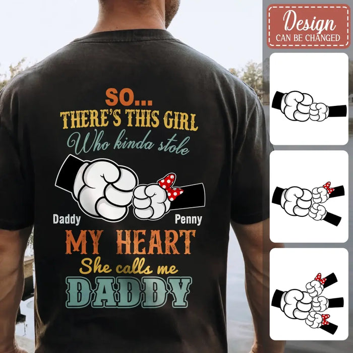 Custom Personalized Dad/Kid T-shirt/ Hoodie - Dad with up to 4 Kids - Father's Day Gift Idea -So There's This Girl Who Kinda Stole My Heart