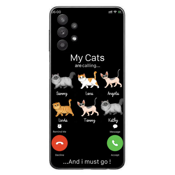 Custom Personalized Cats Phone Case - Gift Idea For Cat Lover/Mother's Day/Father's Day - My Cats Are Calling And I Must Go - Case For iPhone/Samsung