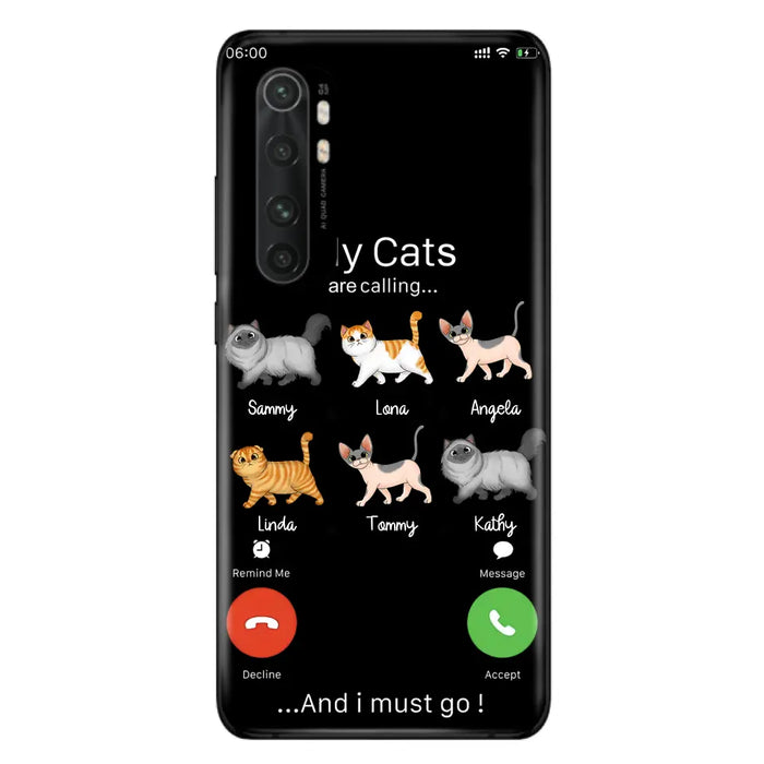 Custom Personalized Cats Phone Case - Gift Idea For Cat Lover/Mother's Day/Father's Day - Upto 6 Cats - My Cats Are Calling And I Must Go - Cases For Oppo/Xiaomi/Huawei