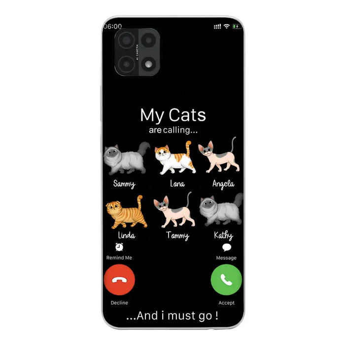 Custom Personalized Cats Phone Case - Gift Idea For Cat Lover/Mother's Day/Father's Day - Upto 6 Cats - My Cats Are Calling And I Must Go - Cases For Oppo/Xiaomi/Huawei