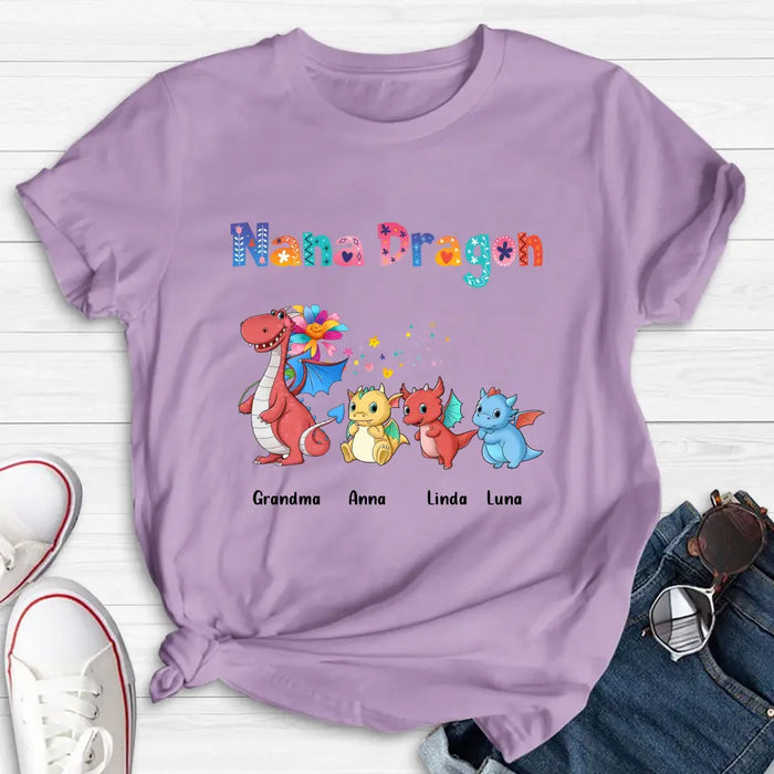 Personalized Grandma Dragon Shirt/Hoodie - Up to 10 Kids - Mother's Day Gift Idea For Grandma - Nana Dragon