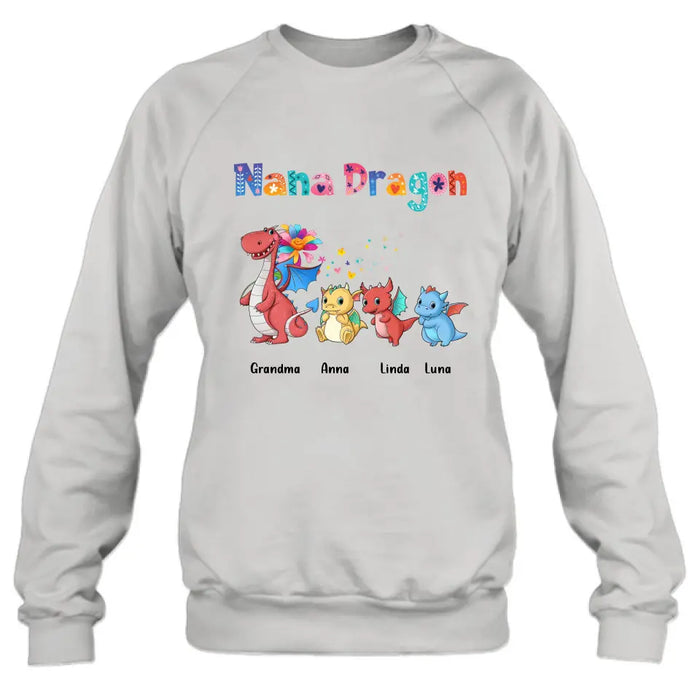 Personalized Grandma Dragon Shirt/Hoodie - Up to 10 Kids - Mother's Day Gift Idea For Grandma - Nana Dragon