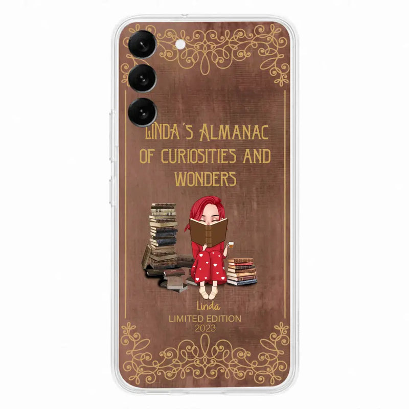 Personalized Reading Girl Phone Case - Gift Idea For Reading Lovers - Almanac Of Curiosities - Cases For iPhone/Samsung