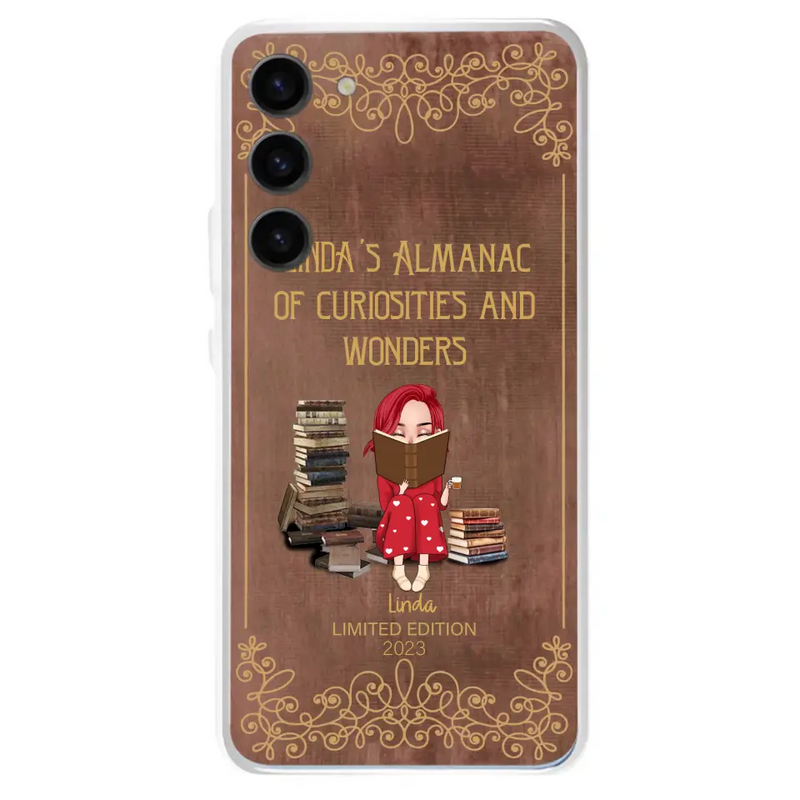 Personalized Reading Girl Phone Case - Gift Idea For Reading Lovers - Almanac Of Curiosities - Cases For iPhone/Samsung