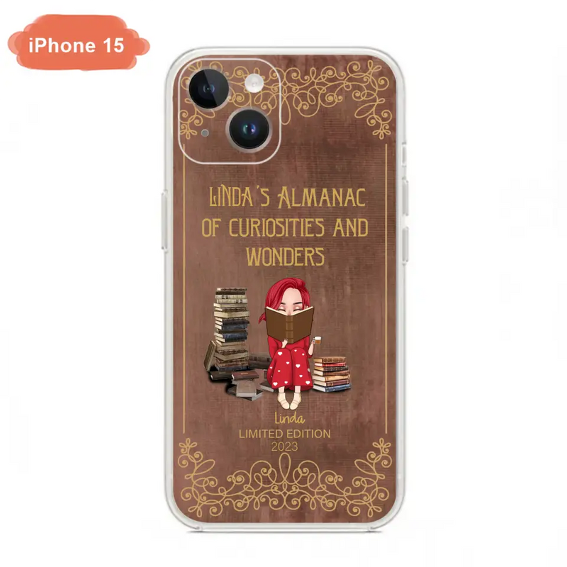 Personalized Reading Girl Phone Case - Gift Idea For Reading Lovers - Almanac Of Curiosities - Cases For iPhone/Samsung