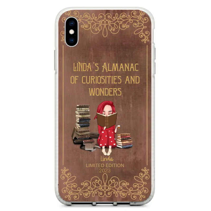 Personalized Reading Girl Phone Case - Gift Idea For Reading Lovers - Almanac Of Curiosities - Cases For iPhone/Samsung