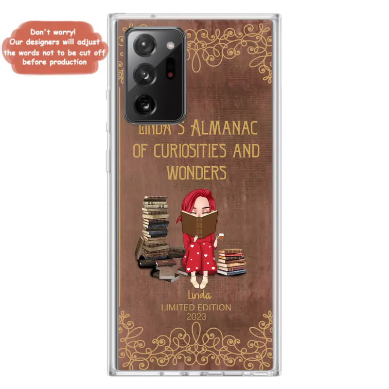 Personalized Reading Girl Phone Case - Gift Idea For Reading Lovers - Almanac Of Curiosities - Cases For iPhone/Samsung