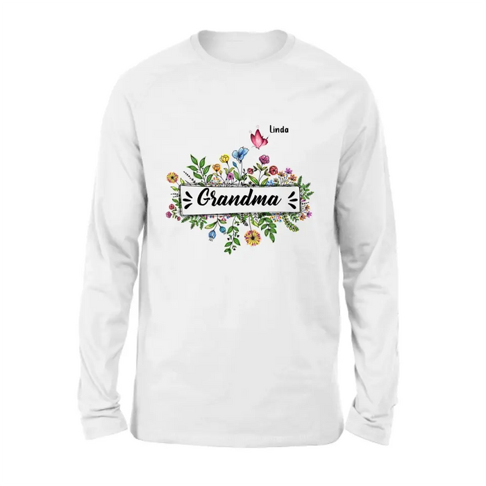 Personalized Grandma Flower Butterfly Shirt/Hoodie - Up to 10 Kids/Grandkids - Mother's Day Gift Idea For Grandma/Mom