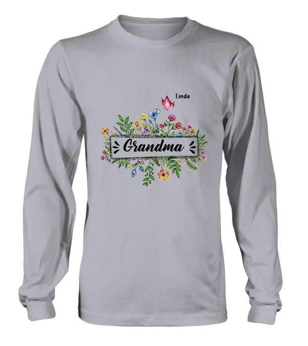 Personalized Grandma Flower Butterfly Shirt/Hoodie - Up to 10 Kids/Grandkids - Mother's Day Gift Idea For Grandma/Mom