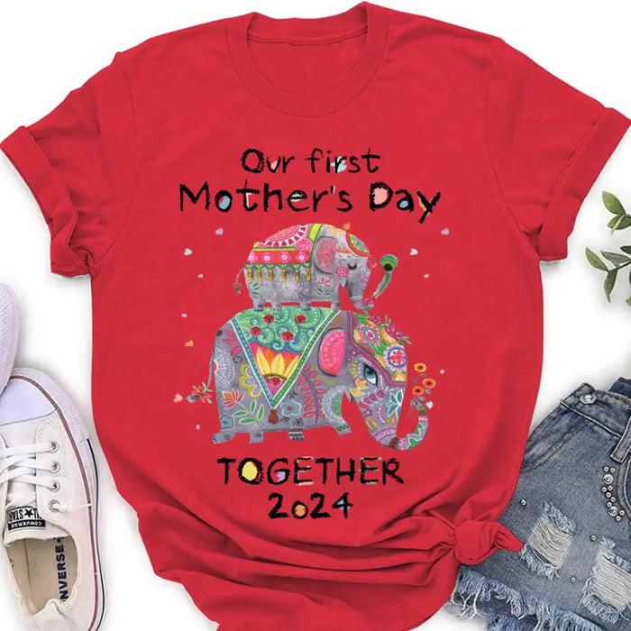 Personalized First Mother's Day Together Elephant Shirt/Baby Onesie - Gift Idea For Mom/Baby/Mother's Day