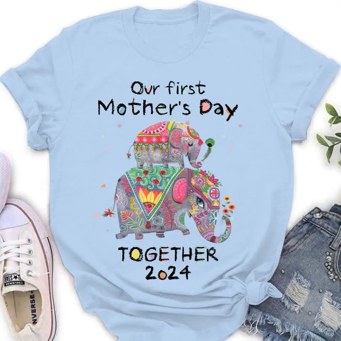 Personalized First Mother's Day Together Elephant Shirt/Baby Onesie - Gift Idea For Mom/Baby/Mother's Day