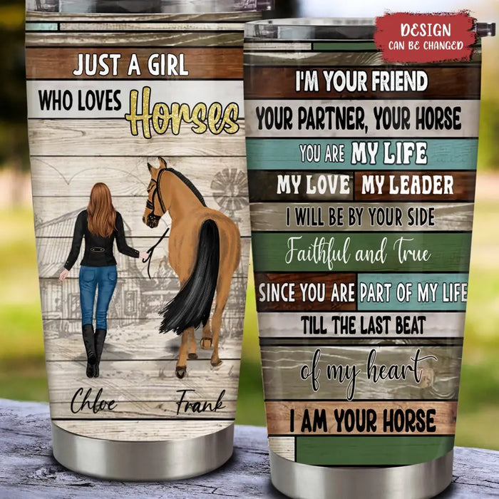 Custom Personalized Horse Girl Tumbler - Upto 4 Horses - Gift Idea For Horse Lover - Just A Girl Who Loves Horses