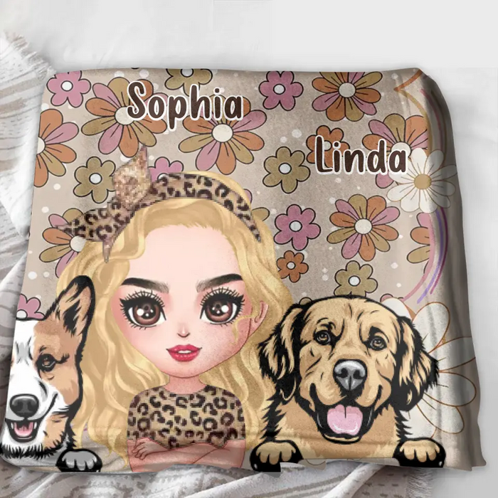 Personalized Dog Mom Fleece Throw/Quilt Blanket - Gift Idea For Dog Lovers/Mother's Day - Up to 6 Dogs - Best Dog Mom Ever