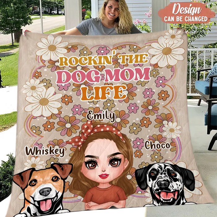 Personalized Dog Mom Fleece Throw/Quilt Blanket - Gift Idea For Dog Lovers/Mother's Day - Up to 6 Dogs - Best Dog Mom Ever