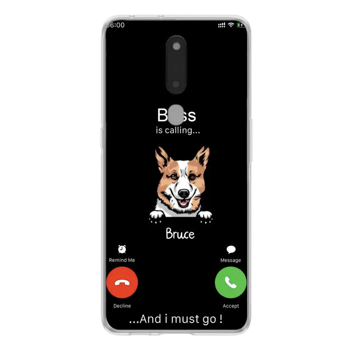 Custom Personalized Dog Phone Case - Gift Idea For Dog Lover/Mother's Day/Father's Day - Upto 5 Dogs - Boss Is Calling And I Must Go - Case For Oppo/Xiaomi/Huawei