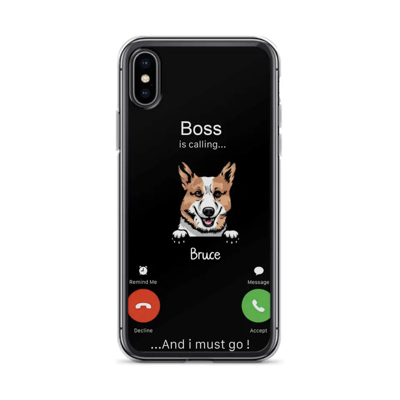 Personalized Dog Phone Case - Gift Idea For Dog Lover/Mother's Day/Father's Day - Up to 5 Dogs - Boss Is Calling And I Must Go - Case For iPhone/Samsung