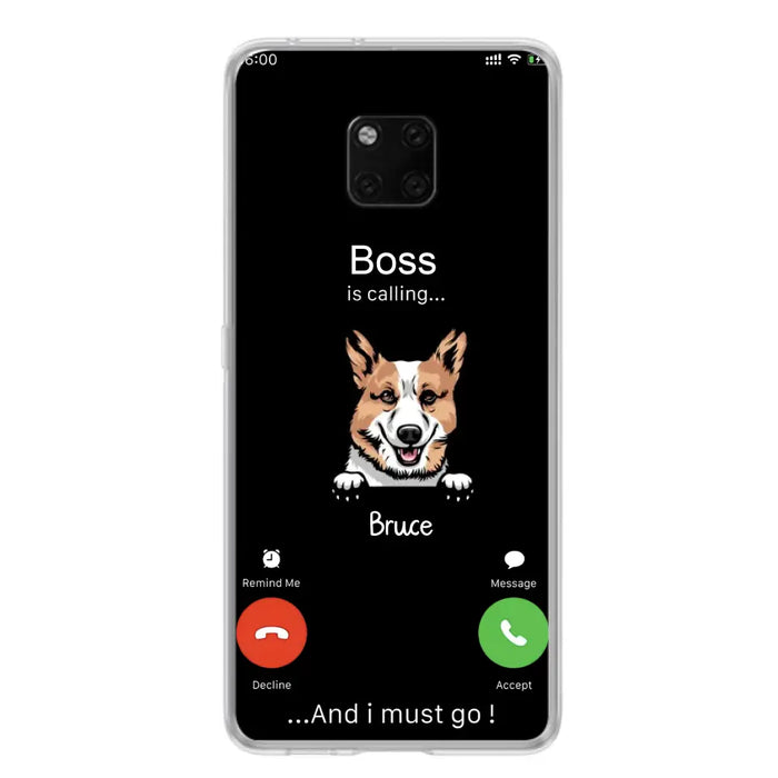 Custom Personalized Dog Phone Case - Gift Idea For Dog Lover/Mother's Day/Father's Day - Upto 5 Dogs - Boss Is Calling And I Must Go - Case For Oppo/Xiaomi/Huawei