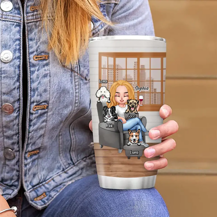 Personalized Dog Mom Tumbler - Up to 4 Dogs - Gift Idea For Dog Lovers/Mother's Day - I'm Just A Dog Poop Cleaner Nothing More