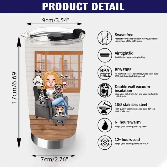 Personalized Dog Mom Tumbler - Up to 4 Dogs - Gift Idea For Dog Lovers/Mother's Day - I'm Just A Dog Poop Cleaner Nothing More