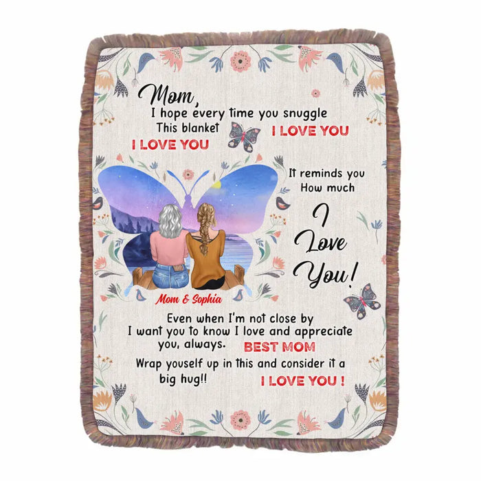 Custom Personalized Best Mom Ultra-Soft Mixed Green Fringe Blanket - Mother's Day Gift Idea For Mom From Daughter - I Love You