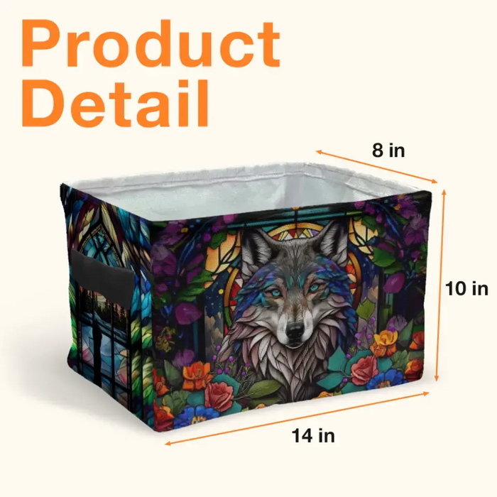 Personalized Wolf Stash Box With Northern Lights Design - Storage Box - Keepsake Gift Box - Totem Spirit Animal
