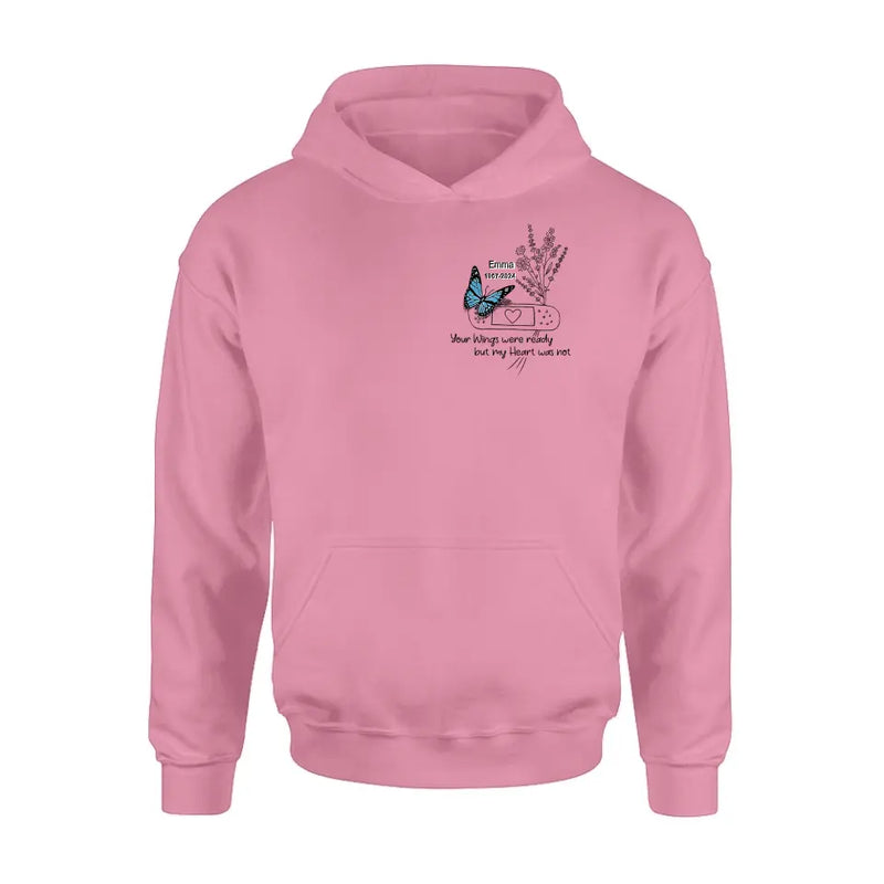 Personalized Memorial Flower Shirt/Hoodie - Memorial Gift Idea For Mother's Day/Father's Day - Your Wings Were Ready But My Heart Was Not