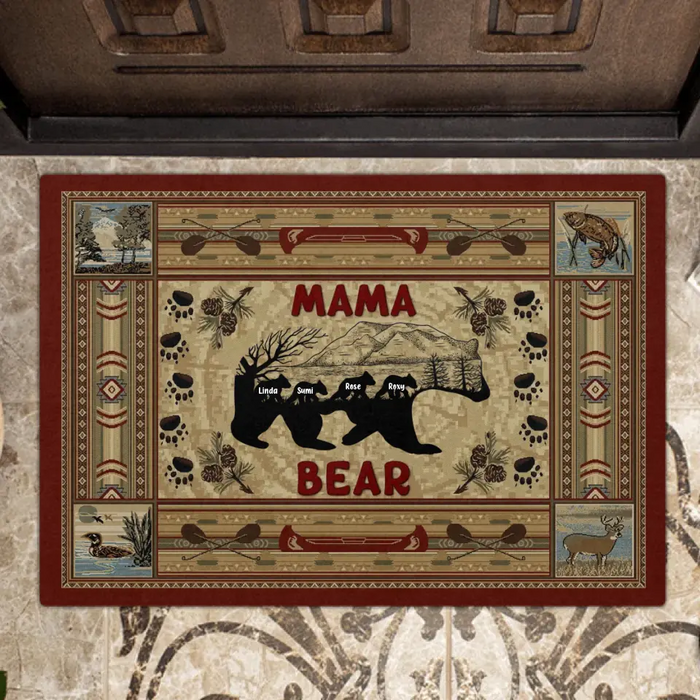 Custom Personalized Mama Bear Doormat - Gifts For Mother's Day - Upto 4 Kids -  Mama Bear