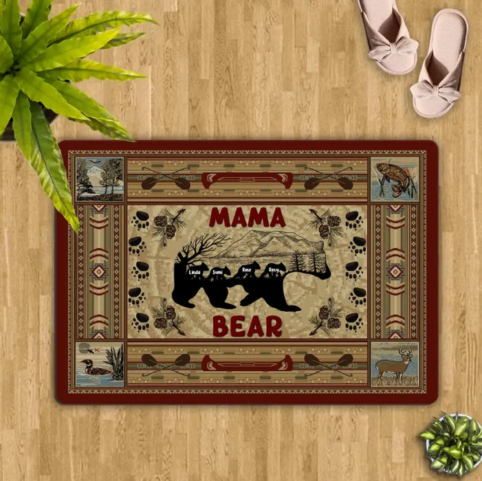 Custom Personalized Mama Bear Doormat - Gifts For Mother's Day - Upto 4 Kids -  Mama Bear