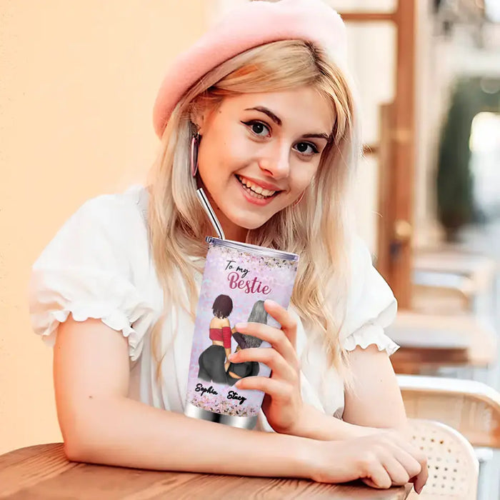 Personalized Besties Tumbler - Gift Idea For Best Friends - Thank You For Putting Up With Me