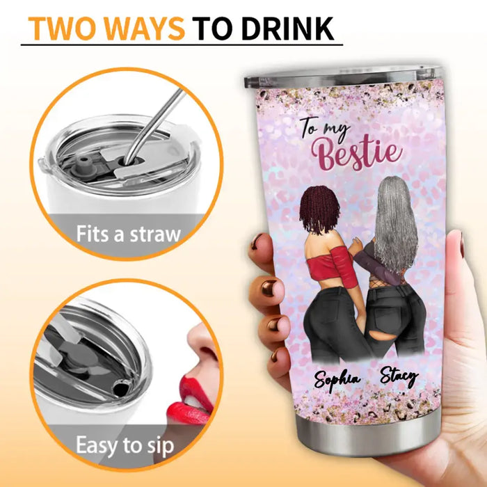 Personalized Besties Tumbler - Gift Idea For Best Friends - Thank You For Putting Up With Me