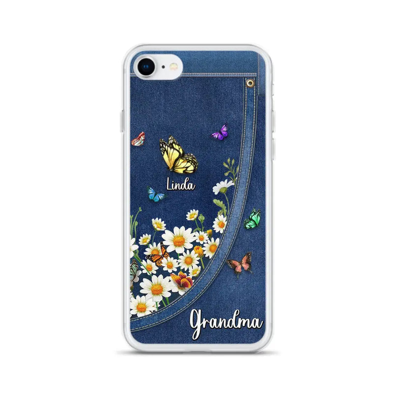 Personalized Daisy And Butterfly Grandma Phone Case - Gift Idea For Grandma - Up to 10 Kids - Case For iPhone/Samsung