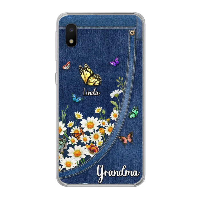 Custom Personalized Daisy And Butterfly Grandma Phone Case - Gift Idea For Grandma - Upto 10 Kids - Case For iPhone/Samsung