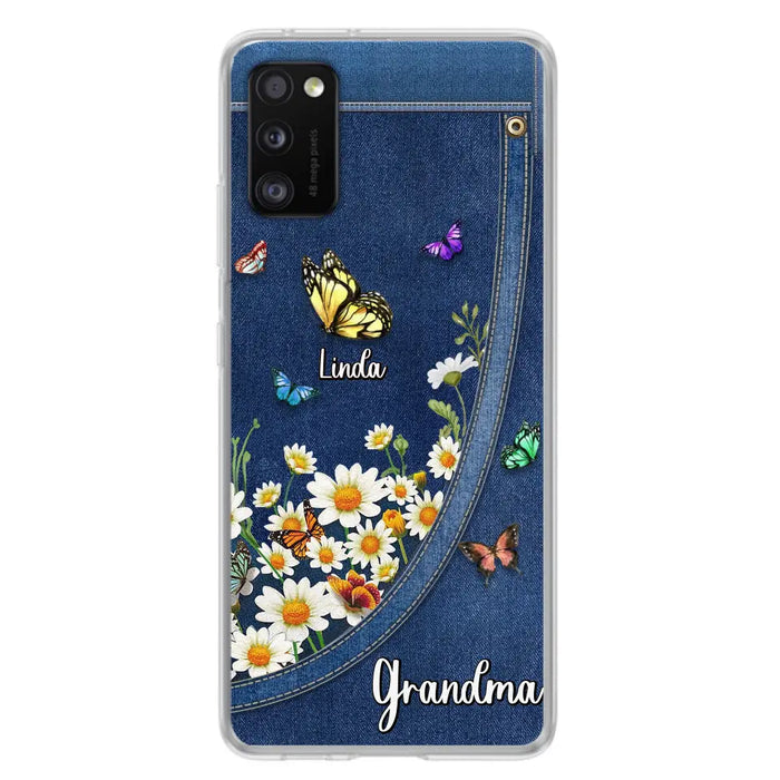 Custom Personalized Daisy And Butterfly Grandma Phone Case - Gift Idea For Grandma - Upto 10 Kids - Case For iPhone/Samsung