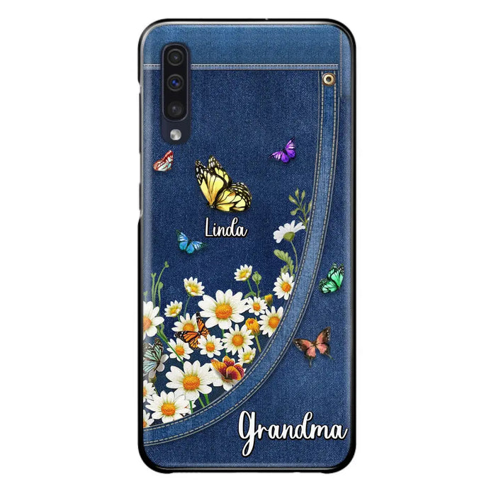 Custom Personalized Daisy And Butterfly Grandma Phone Case - Gift Idea For Grandma - Upto 10 Kids - Case For iPhone/Samsung