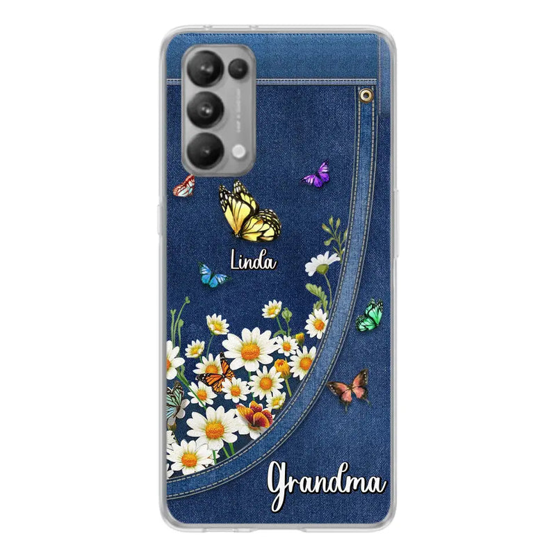 Personalized Daisy And Butterfly Grandma Phone Case - Gift Idea For Grandma - Up to 10 Kids - Case For Oppo/Xiaomi/Huawei