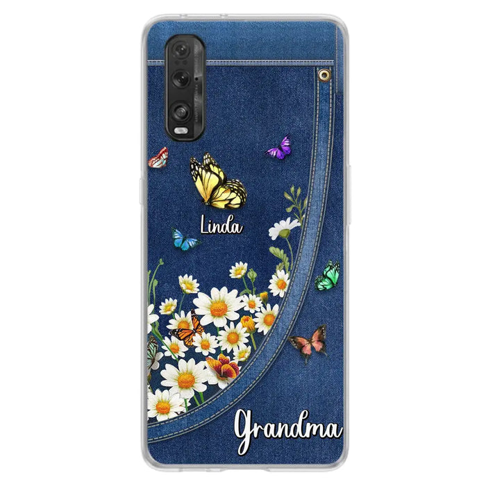 Custom Personalized Daisy And Butterfly Grandma Phone Case - Gift Idea For Grandma - Upto 10 Kids - Case For Oppo/Xiaomi/Huawei