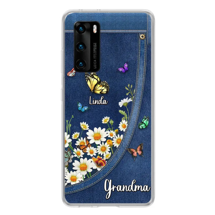 Custom Personalized Daisy And Butterfly Grandma Phone Case - Gift Idea For Grandma - Upto 10 Kids - Case For Oppo/Xiaomi/Huawei