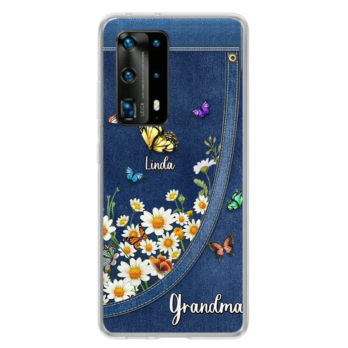 Custom Personalized Daisy And Butterfly Grandma Phone Case - Gift Idea For Grandma - Upto 10 Kids - Case For Oppo/Xiaomi/Huawei