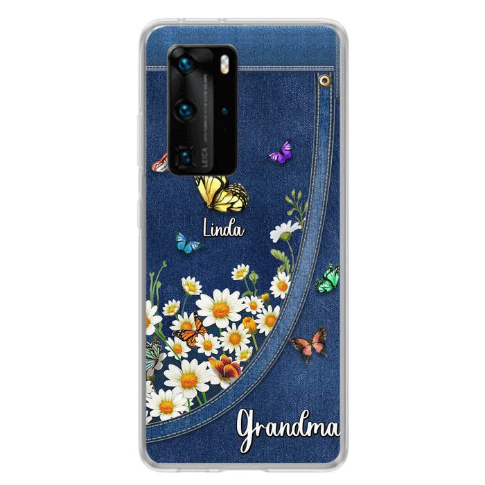 Custom Personalized Daisy And Butterfly Grandma Phone Case - Gift Idea For Grandma - Upto 10 Kids - Case For Oppo/Xiaomi/Huawei