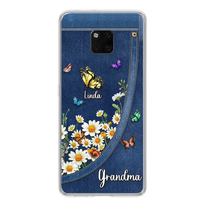 Custom Personalized Daisy And Butterfly Grandma Phone Case - Gift Idea For Grandma - Upto 10 Kids - Case For Oppo/Xiaomi/Huawei