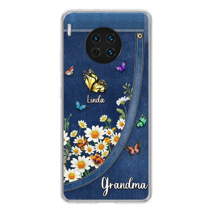 Custom Personalized Daisy And Butterfly Grandma Phone Case - Gift Idea For Grandma - Upto 10 Kids - Case For Oppo/Xiaomi/Huawei