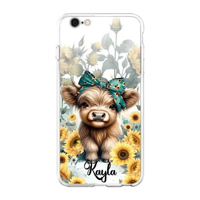 Teal Highland Cow Phone Case - Gift Idea For Grandma/Birthday -  Case For iPhone/Samsung