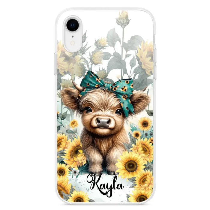 Teal Highland Cow Phone Case - Gift Idea For Grandma/Birthday -  Case For iPhone/Samsung