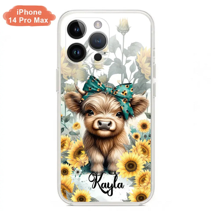 Teal Highland Cow Phone Case - Gift Idea For Grandma/Birthday -  Case For iPhone/Samsung