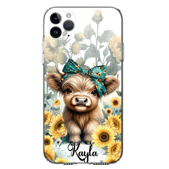 Teal Highland Cow Phone Case - Gift Idea For Grandma/Birthday -  Case For iPhone/Samsung