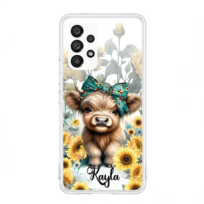 Teal Highland Cow Phone Case - Gift Idea For Grandma/Birthday -  Case For iPhone/Samsung