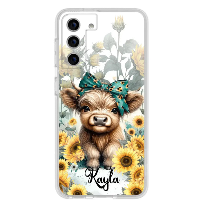 Teal Highland Cow Phone Case - Gift Idea For Grandma/Birthday -  Case For iPhone/Samsung