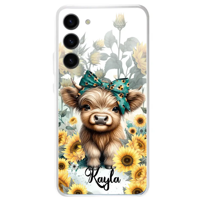 Teal Highland Cow Phone Case - Gift Idea For Grandma/Birthday -  Case For iPhone/Samsung